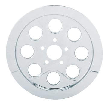 CHROME 8-HOLE REAR WHEEL BELT PULLEY INSERTS